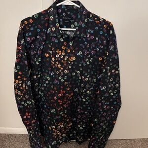 Bugatchi Men's Black Floral Button Down Shirt
